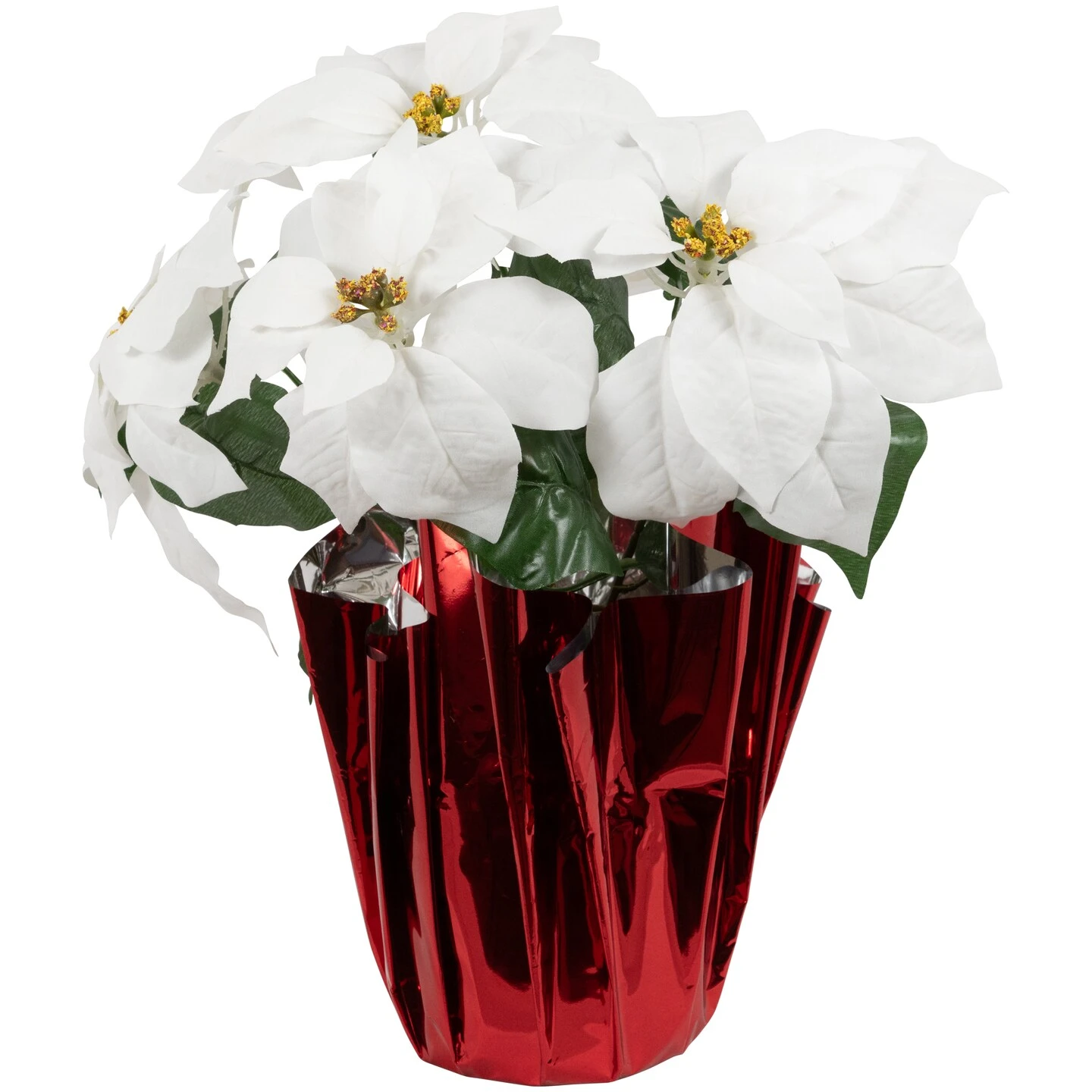 Northlight Artificial Christmas Poinsettia With Wrapped Base - 14.5" - White And Red 3 Northlight Artificial Christmas Poinsettia With Wrapped Base - 14.5" - White And Red