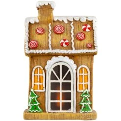 Northlight LED Lighted Peppermint Gingerbread House Christmas Decoration - 14" Brown