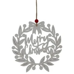 Northlight 8" White "Merry Christmas" Wreath Cutout Hanging Ornament