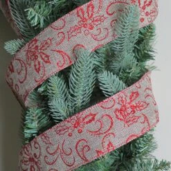 Northlight Red And Beige Christmas Wired Craft Ribbon 2.5" X 10 Yards -Northlight 2306386829628032224