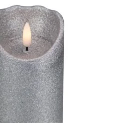 Northlight Lighted LED Flameless Flickering Pillar Christmas Candle - 6" - Silver -Northlight 2306386830689191136