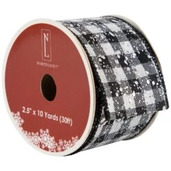 Northlight Black And White Gingham Wired Craft Ribbon 2.5" X 10 Yards -Northlight 2306386830734481632 2