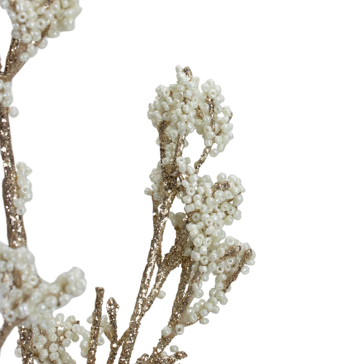 Northlight 30" Artificial White And Champagne Gold Beaded Twig Christmas Spray 8 Northlight 30" Artificial White And Champagne Gold Beaded Twig Christmas Spray - Image 6
