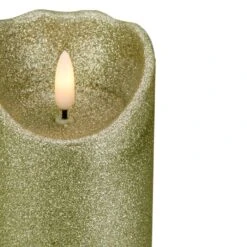 Northlight LED Lighted Flameless Flickering Pillar Christmas Candle - 6" - Gold -Northlight 2306386831226062048