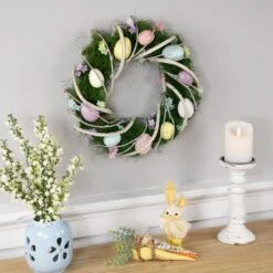 Northlight Speckled Eggs And Spring Flowers Easter Wreath - 15" Green 11 Northlight Speckled Eggs And Spring Flowers Easter Wreath - 15" Green -Northlight 2306394416460118032