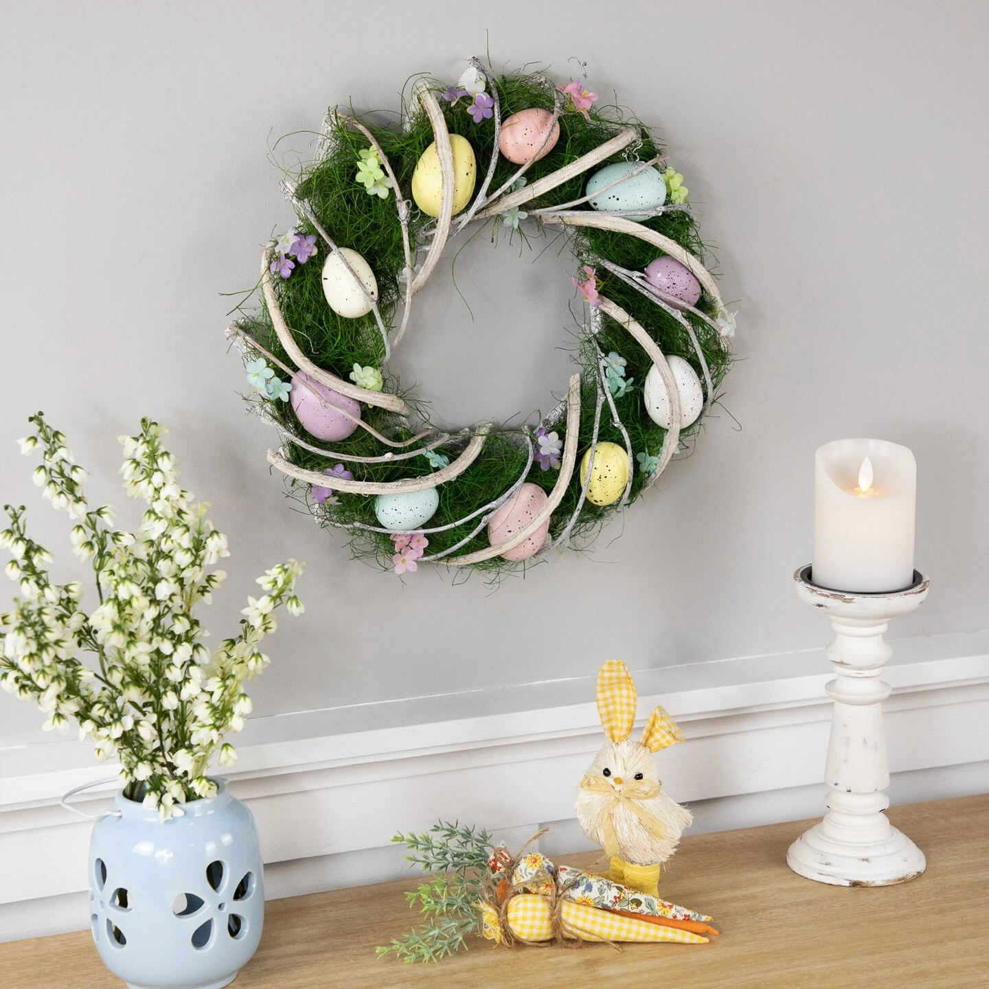 Northlight Speckled Eggs And Spring Flowers Easter Wreath - 15" Green 5 Northlight Speckled Eggs And Spring Flowers Easter Wreath - 15" Green - Image 3