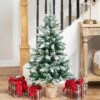Northlight Frosted Pine Artificial Christmas Tree In Burlap Base - 3.5' - Unlit Green 2 Northlight Frosted Pine Artificial Christmas Tree In Burlap Base - 3.5' - Unlit Green -Northlight 2306399928709894352