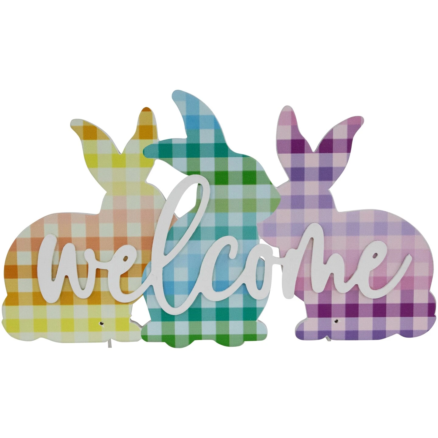 Northlight Gingham Bunnies Welcome Easter Wall Sign - 13.75" Multi 4 Northlight Gingham Bunnies Welcome Easter Wall Sign - 13.75" Multi - Image 2
