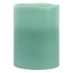 Northlight Flameless LED Lighted 3-Wick Flickering Wax Pillar Candle - 8" - Sage Green -Northlight 238237754437808