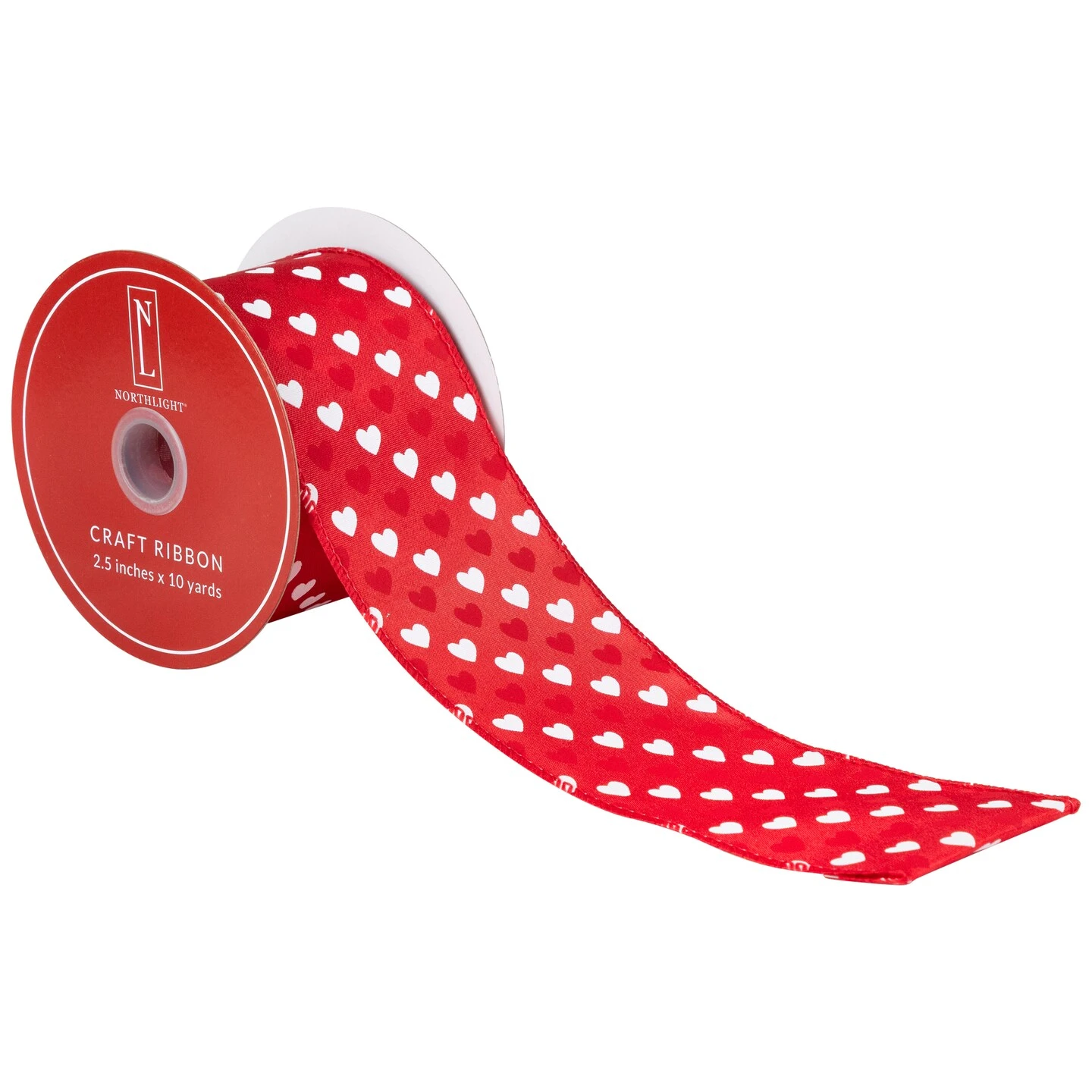 Northlight Diagonal Hearts Valentine's Day Wired Craft Ribbon - 2.5" X 10 Yards - Red And White 9 Northlight Diagonal Hearts Valentine's Day Wired Craft Ribbon - 2.5" X 10 Yards - Red And White - Image 7