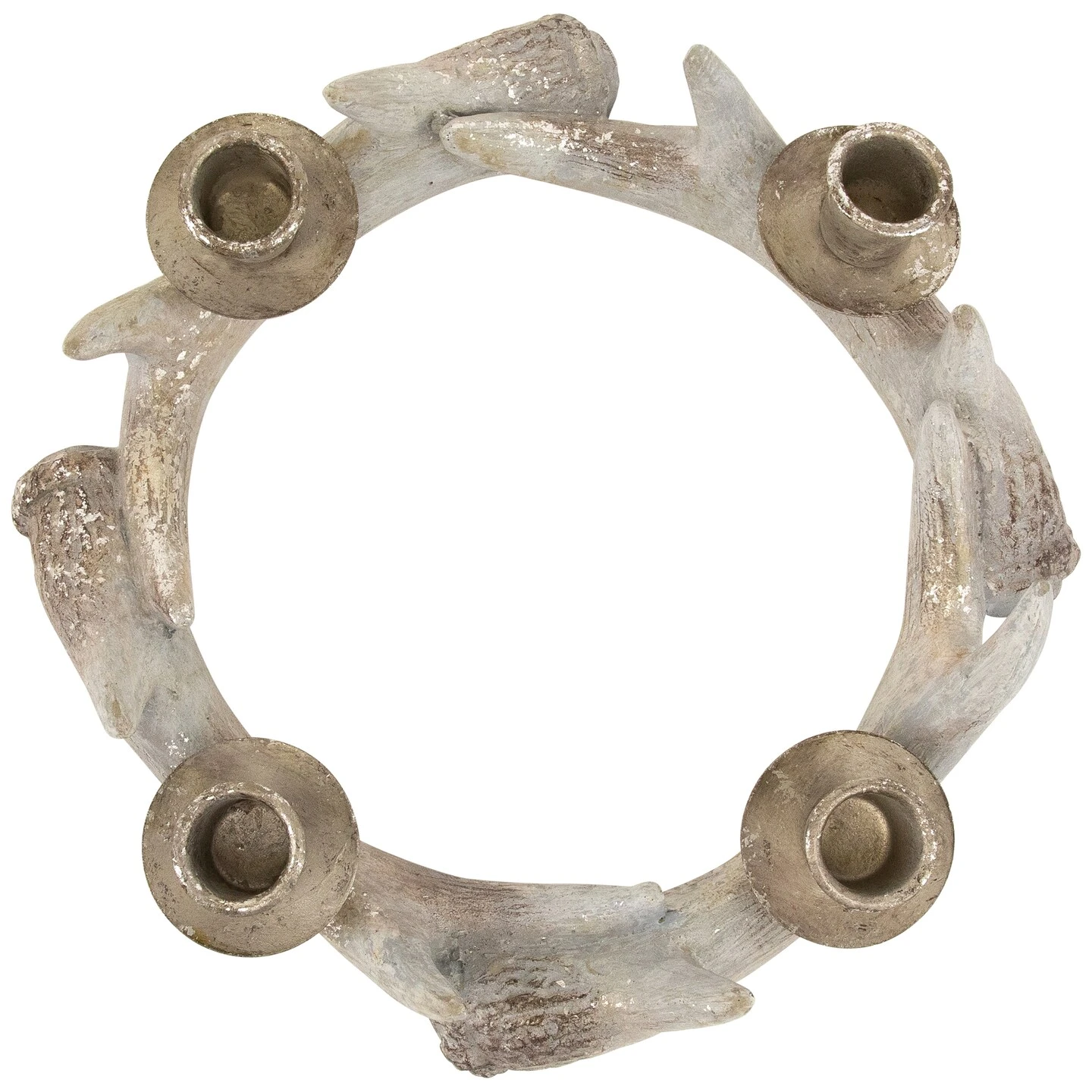 Northlight Antler Wreath Christmas Taper Candle Holder - 10.25" Beige 8 Northlight Antler Wreath Christmas Taper Candle Holder - 10.25" Beige - Image 6