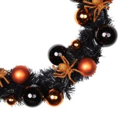 Northlight Spiders And Ornaments Halloween Wreath - 18" Orange And Black - Unlit -Northlight 244405918675376