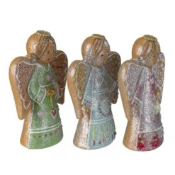 Northlight Glitter Dusted Gingerbread Christmas Angels - 6" - Set Of 3 Brown -Northlight 251756368450144