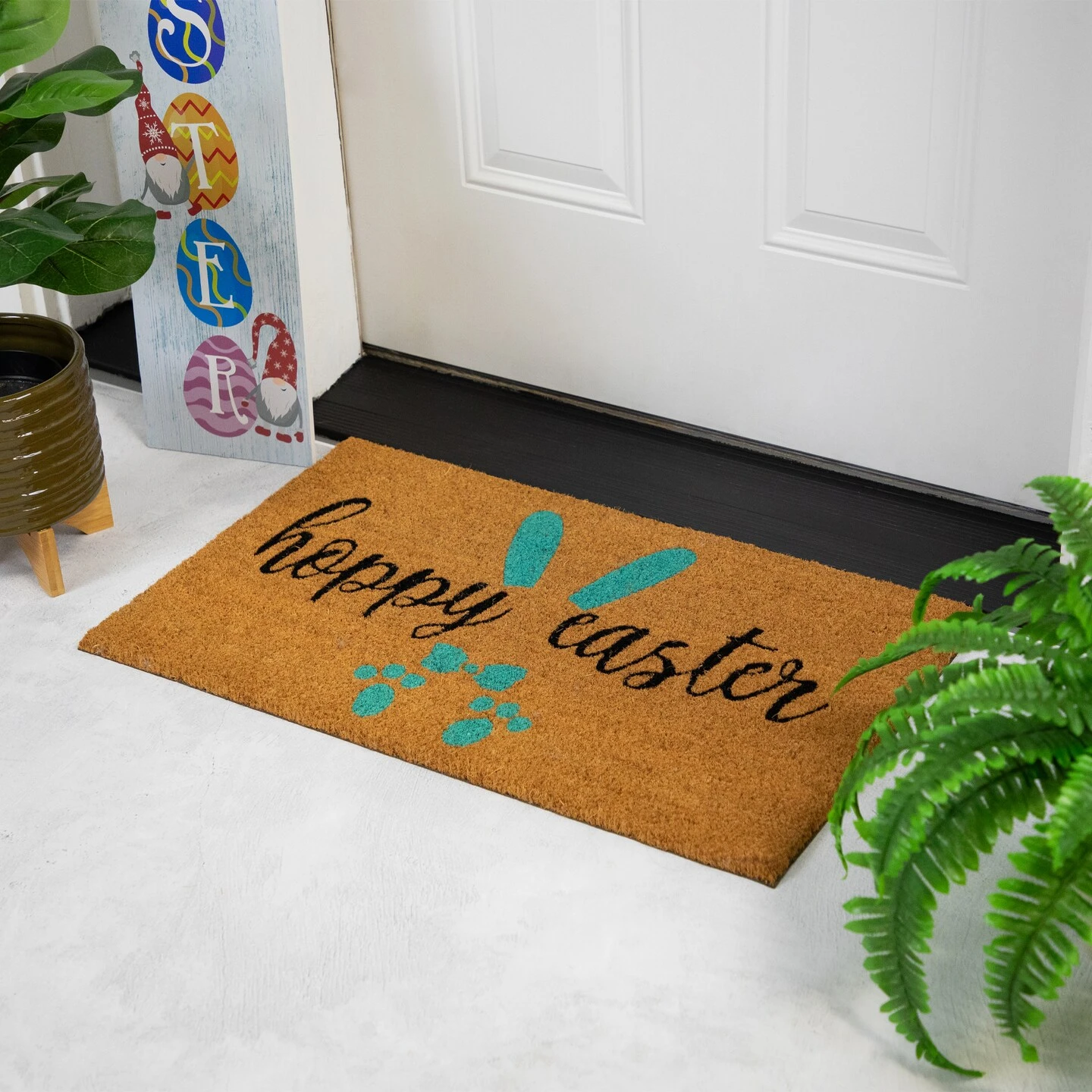 Northlight Natural Coir "Hoppy Easter" Outdoor Doormat - 18" X 30" Blue 5 Northlight Natural Coir "Hoppy Easter" Outdoor Doormat - 18" X 30" Blue - Image 3