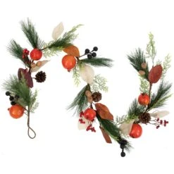 Northlight Mixed Berry, Leaves And Pomegranate Fall Harvest Garland - 6' X 10" - Green And Orange Red -Northlight 253662788697056 2