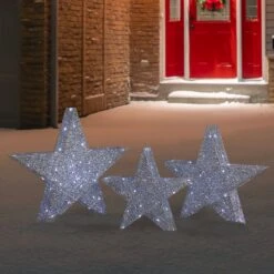 Northlight Set Of 3 LED Lighted Silver Stars Outdoor Christmas Decorations 24" 11 Northlight Set Of 3 LED Lighted Silver Stars Outdoor Christmas Decorations 24" -Northlight 253662828542944
