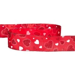 Northlight Glitter Hearts Valentine's Day Wired Craft Ribbon - 2.5" X 10 Yards - Red And White 14 Northlight Glitter Hearts Valentine's Day Wired Craft Ribbon - 2.5" X 10 Yards - Red And White -Northlight 255856078524592