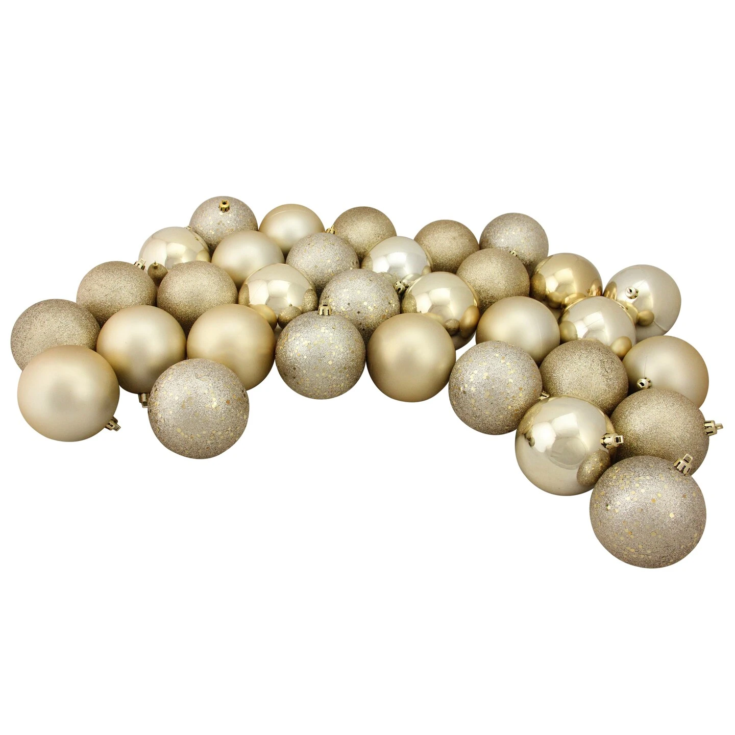 Northlight Shatterproof 4-Finish Christmas Ball Ornaments 3.25" (80mm) - Champagne Gold - 32ct 4 Northlight Shatterproof 4-Finish Christmas Ball Ornaments 3.25" (80mm) - Champagne Gold - 32ct - Image 2