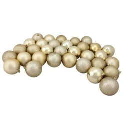 Northlight Shatterproof 4-Finish Christmas Ball Ornaments 3.25" (80mm) - Champagne Gold - 32ct 11 Northlight Shatterproof 4-Finish Christmas Ball Ornaments 3.25" (80mm) - Champagne Gold - 32ct -Northlight 26021189463456 2