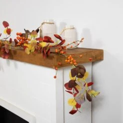 Northlight 5' X 8" Berries And Leaves Artificial Fall Harvest Garland, Unlit Red -Northlight 26230831548944