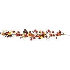 Northlight 5' X 8" Berries And Leaves Artificial Fall Harvest Garland, Unlit Red -Northlight 26231162635792 1