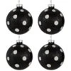 Northlight Shiny Finish Polka Dots Christmas Glass Ball Ornaments - 3" (80mm) - Black And White - Set Of 4 -Northlight 264570231724896