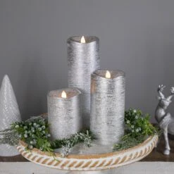 Northlight Set Of 3 Brushed Silver-tone LED Flickering Flameless Pillar Candles 8" 13 Northlight Set Of 3 Brushed Silver-tone LED Flickering Flameless Pillar Candles 8" -Northlight 264570955890912