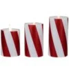 Northlight LED Flameless Flickering Candy Cane Wax Pillar Christmas Candles - 6" - Set Of 3 Red -Northlight 264571733061856