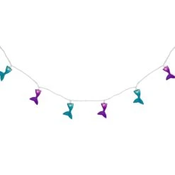 Northlight Mermaid Tails Patio Light Set - 6' White Wire - 10ct Blue -Northlight 264753772898448