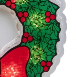 Northlight Lighted Wreath Window Silhouette Christmas Decoration - 11" - Clear Lights Green 16 Northlight Lighted Wreath Window Silhouette Christmas Decoration - 11" - Clear Lights Green -Northlight 267847376499664