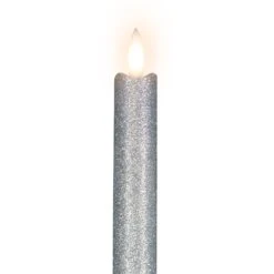 Northlight LED Flameless Flickering Taper Glittered Christmas Candles - 11" - Silver - Set 2 -Northlight 269456498637616