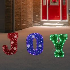 Northlight 14" LED Lighted Traditional Colored 'Joy' Outdoor Christmas Decoration Red -Northlight 269575019674592