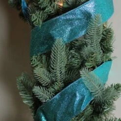 Northlight Shimmering Teal Solid Wired Christmas Craft Ribbon 2.5" X 10 Yards Blue -Northlight 269575481253344