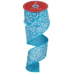 Northlight Swirl Wired Spring Craft Ribbon - 2.5" X 10 Yards - Blue And White -Northlight 270437452185392