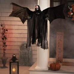 Northlight LED Lighted Animated Winged Grim Reaper Halloween Decoration - 50" Black -Northlight 270832351615920 2