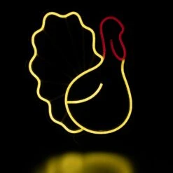 Northlight LED Turkey Neon Lighted Thanksgiving Wall Or Window Decoration - 15" Yellow -Northlight 273202777763120