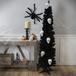 Northlight 6' Charcoal Brown Iridescent Slim Artificial Tinsel Halloween Tree, Unlit 12 Northlight 6' Charcoal Brown Iridescent Slim Artificial Tinsel Halloween Tree, Unlit -Northlight 276610227070560