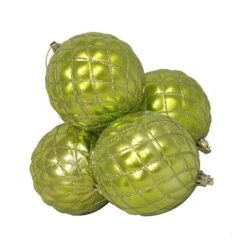 Northlight 4ct Shiny Green Kiwi Diamond Shatterproof Ball Ornaments -Northlight 28529 30867977