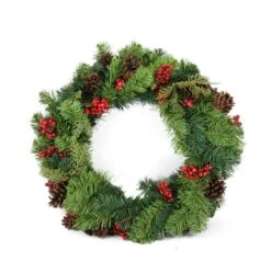 Northlight 24" Red Berry And Pine Cone Artificial Christmas Wreath, Unlit