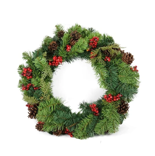 Northlight 24" Red Berry And Pine Cone Artificial Christmas Wreath, Unlit 3 Northlight 24" Red Berry And Pine Cone Artificial Christmas Wreath, Unlit