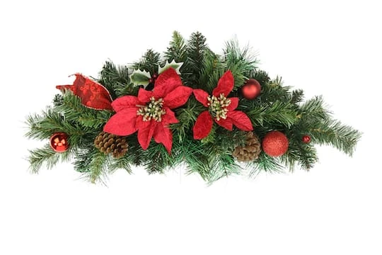 Northlight 24" Unlit Poinsettia, Pine Cone & Ball Swag, Red 5 Northlight 24" Unlit Poinsettia, Pine Cone & Ball Swag, Red - Image 3