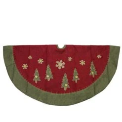 Northlight 48" Red & Green Tree Skirt With Blanket Stitching Trim