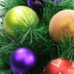 Northlight 24" Unlit Long Needle Pine With Multicolor Ball Ornaments Teardrop Swag -Northlight 28529 31453756 2