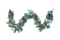 Northlight Pre-Decorated Peacock Feathers & Poinsettias Artificial Garland, Unlit