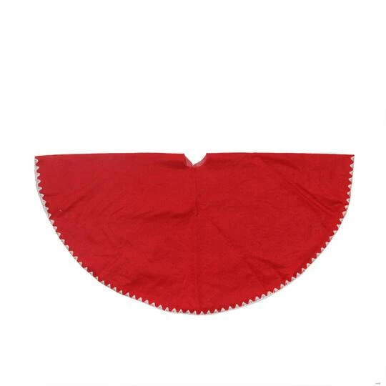 Northlight 26" Christmas Traditions Cardinal Red With White Stitching Mini Tree Skirt 4 Northlight 26" Christmas Traditions Cardinal Red With White Stitching Mini Tree Skirt - Image 2