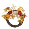 Northlight 20" Autumn Harvest Mixed Leaf & Mum Flower Twig Wreath, Unlit 1 Northlight 20" Autumn Harvest Mixed Leaf & Mum Flower Twig Wreath, Unlit -Northlight 28529 31737194