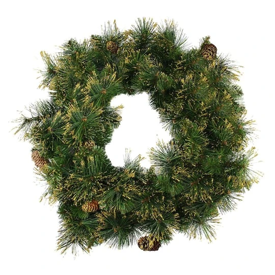 Northlight 24" Mixed Pine With Glittered Pinecones Artificial Wreath 4 Northlight 24" Mixed Pine With Glittered Pinecones Artificial Wreath - Image 2