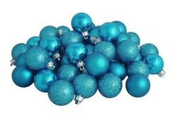 Northlight 60ct Shatterproof Turquoise Blue 4-Finish Ball Ornaments