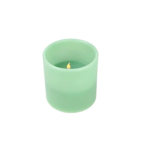 Northlight 6" Flickering Wax Christmas LED Pillar Candle, Sage Green 5 Northlight 6" Flickering Wax Christmas LED Pillar Candle, Sage Green - Image 3