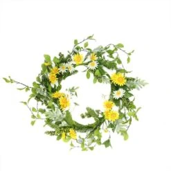 Northlight 24" White & Yellow Field Daisy & Berry Wreath